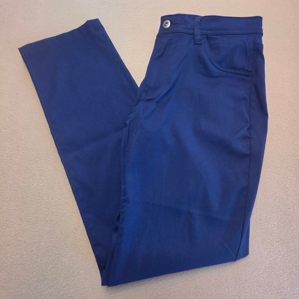 prAna Women's Stretch Zion Halle Mid Rise Straight Pants Blue Sz 12x32